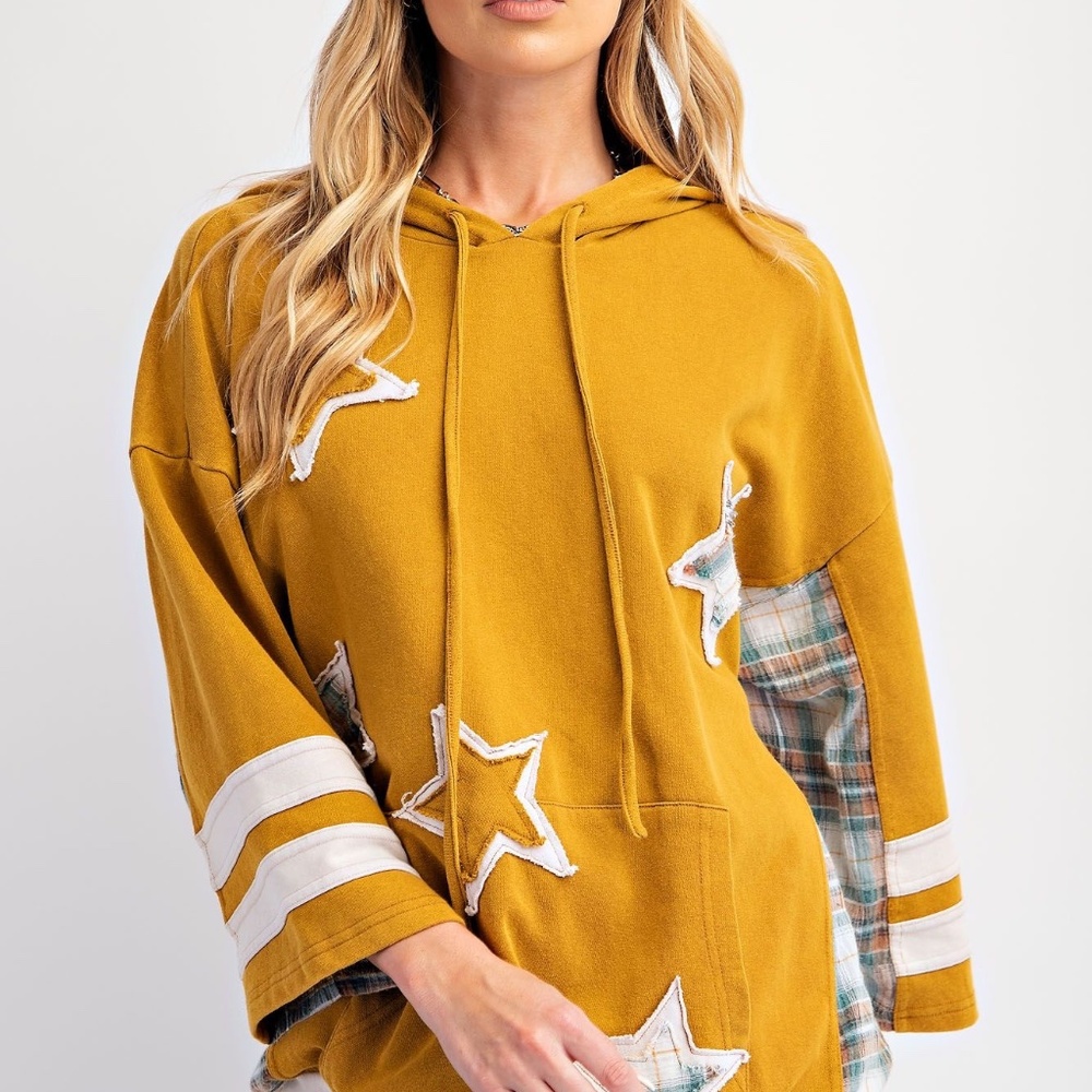 NEW EASEL CLOTHING STAR PATCH MINERAL WASHED HOODIE PULLOVER VINTAGE SWEATSHIRT - Picture 7 of 10